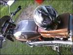cb175 with big beat up tank and custom cafe seat