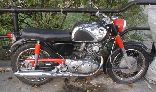 Lori's 1965 Honda CB77 Superhawk. She got it running and sold it.