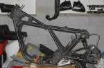 Race bike project one. This is a T500 frame braced for racing. In fact this very frame supposedly won an AHRMA race at Daytona. 
