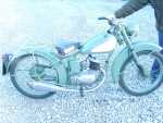 1948 BSA Bantam; 125cc two-cycle, with a whopping 4 hp., 3-speed, rigid frame