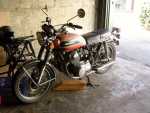 My 76 CB750 in the garage! (She needs some love)